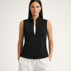 Womyn Women Zip Front Vest L Black Stretch USA Athletic Utility Gorpcore Sporty